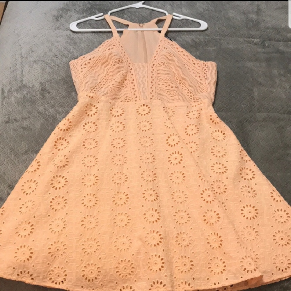 Gianni Bini Peach Lace Skater Dress